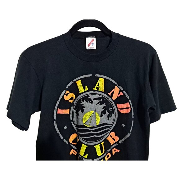 Vintage 80s 90s Island Club Florida Tourist Tee Jerzees Mens Medium T-Shirt - Picture 6 of 8